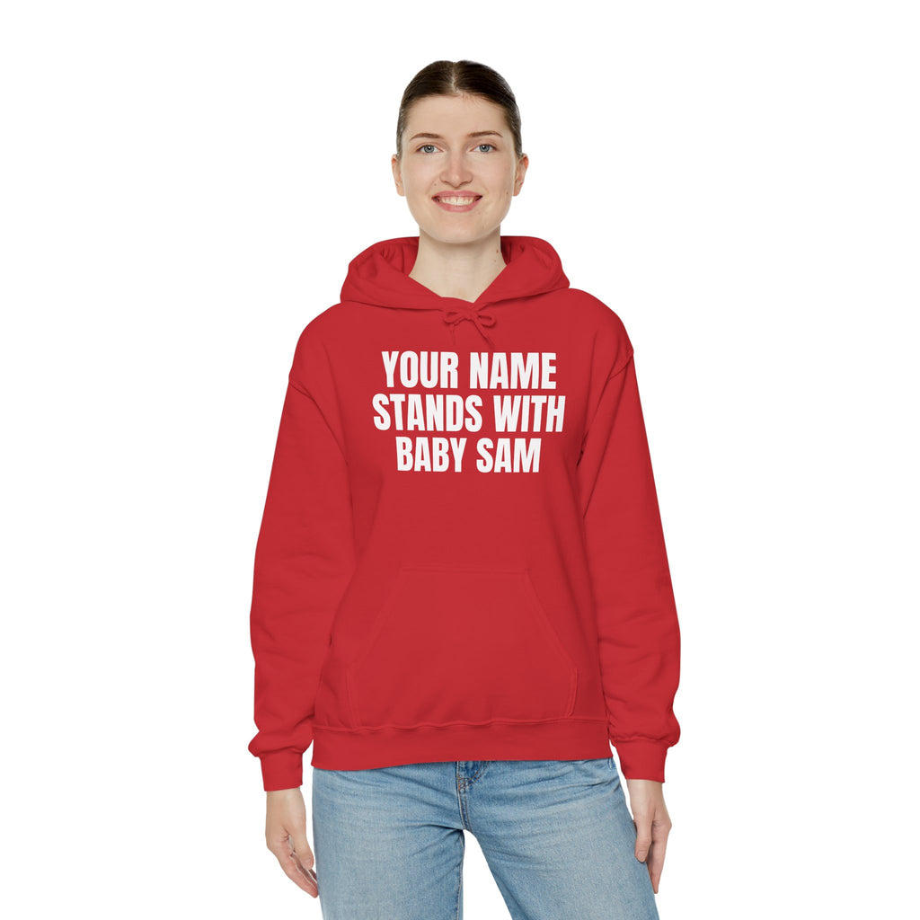 Official STANDS WITH BABY SAM Hoodie — Custom Name