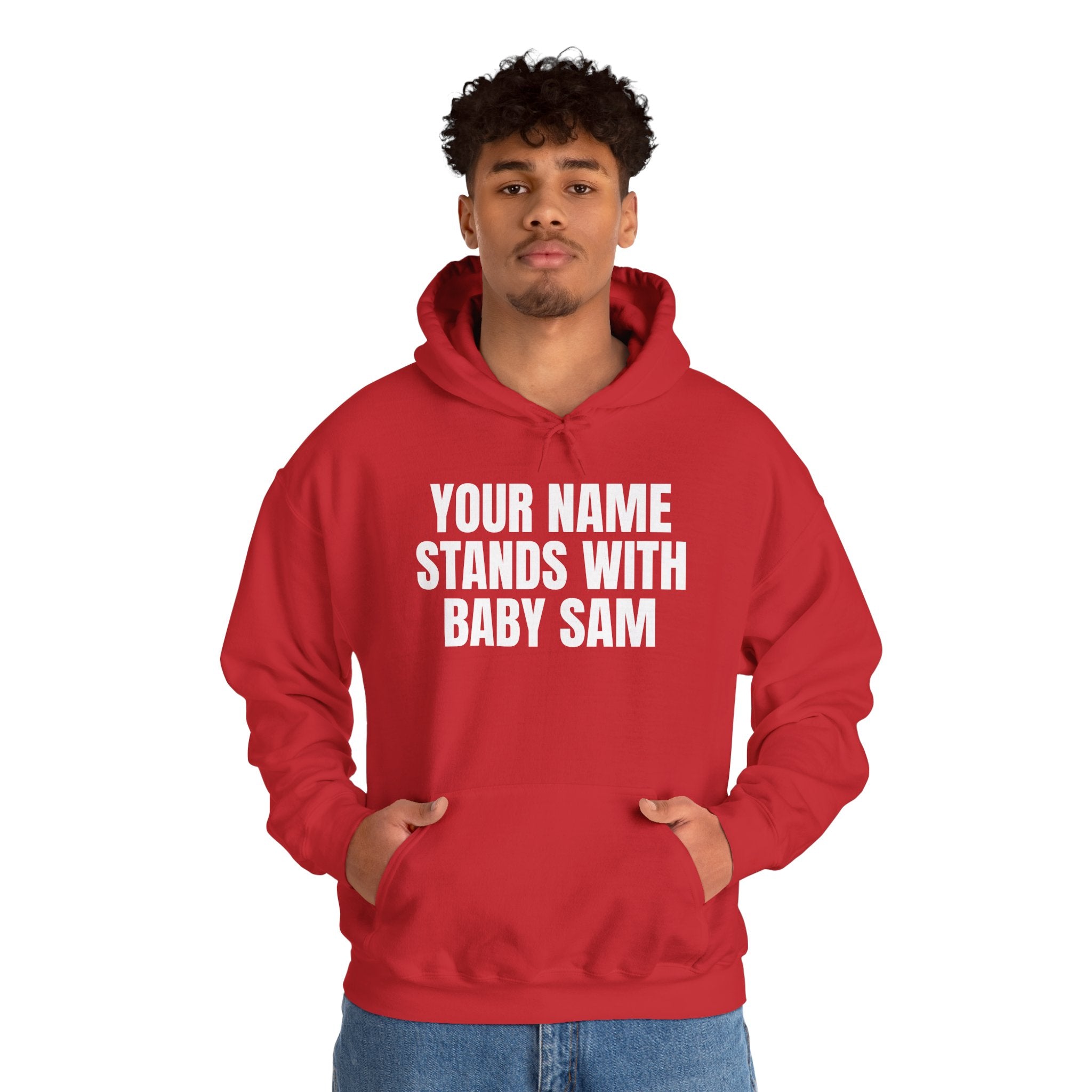 Official STANDS WITH BABY SAM Hoodie — Custom Name